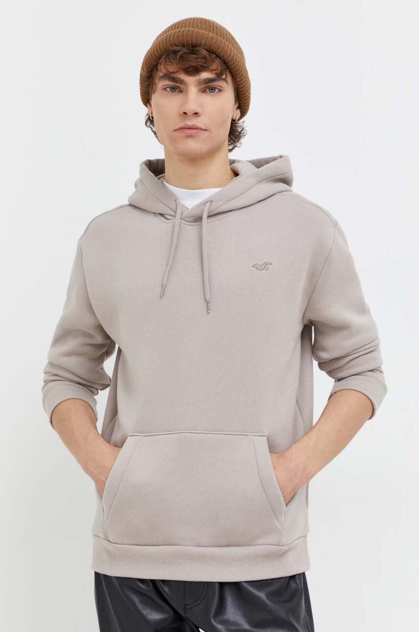 

Суичър Hollister Co. в бежово с качулка с изчистен дизайн, Бежов