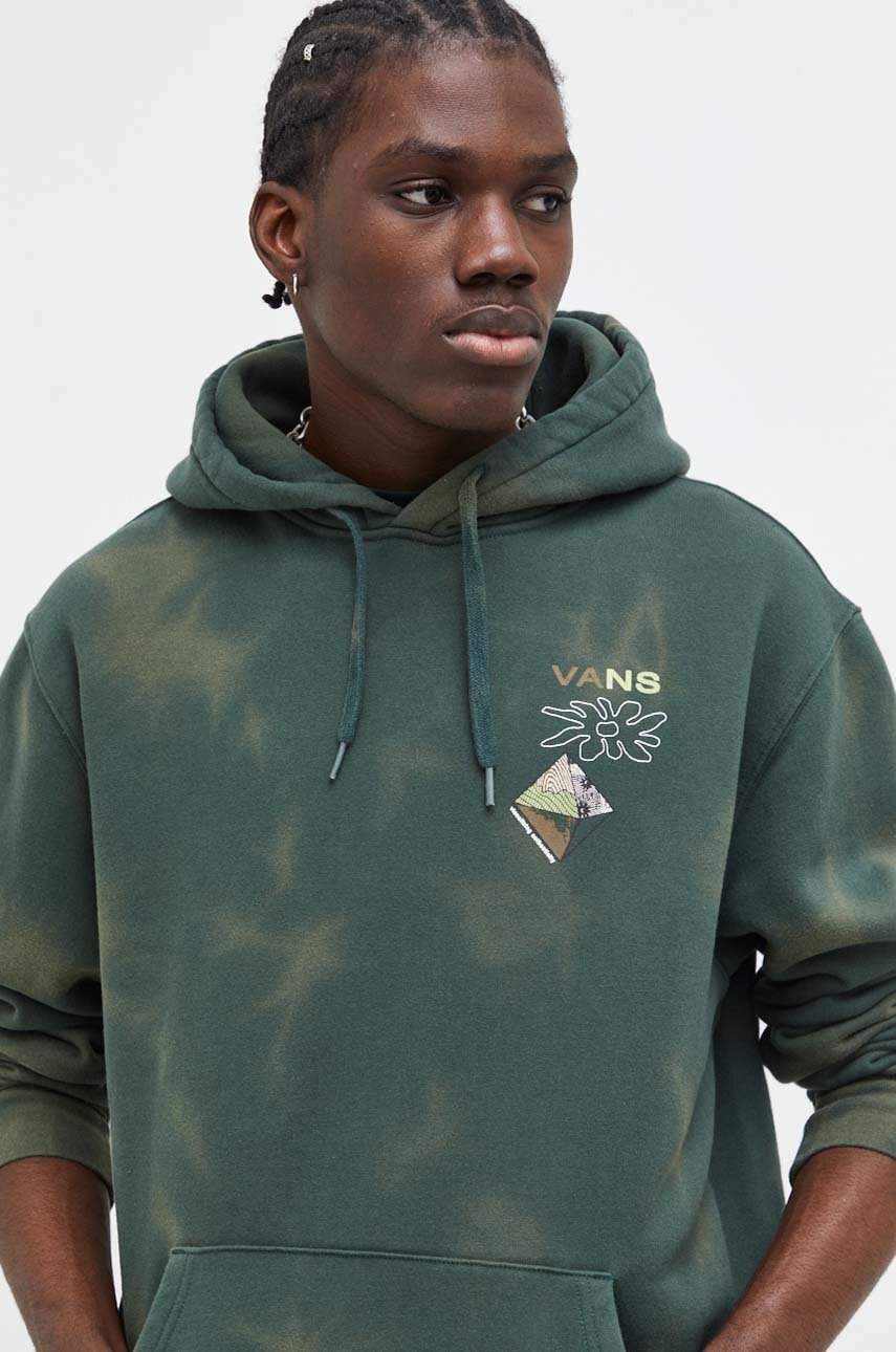 

Суичър Vans в зелено с качулка с принт, Зелен