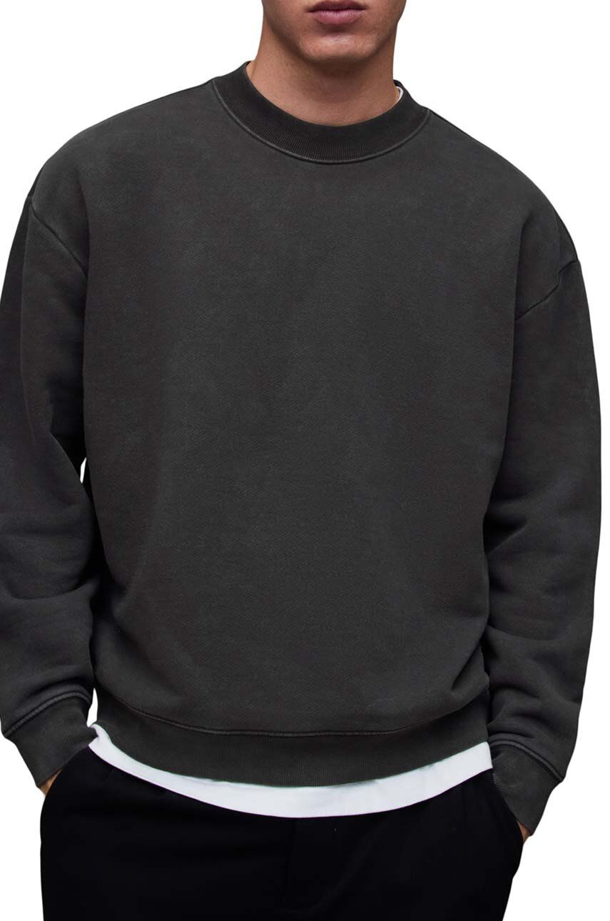 Bavlněná mikina AllSaints Rocco pánská, černá barva, hladká - černá - 100 % Organická bavlna