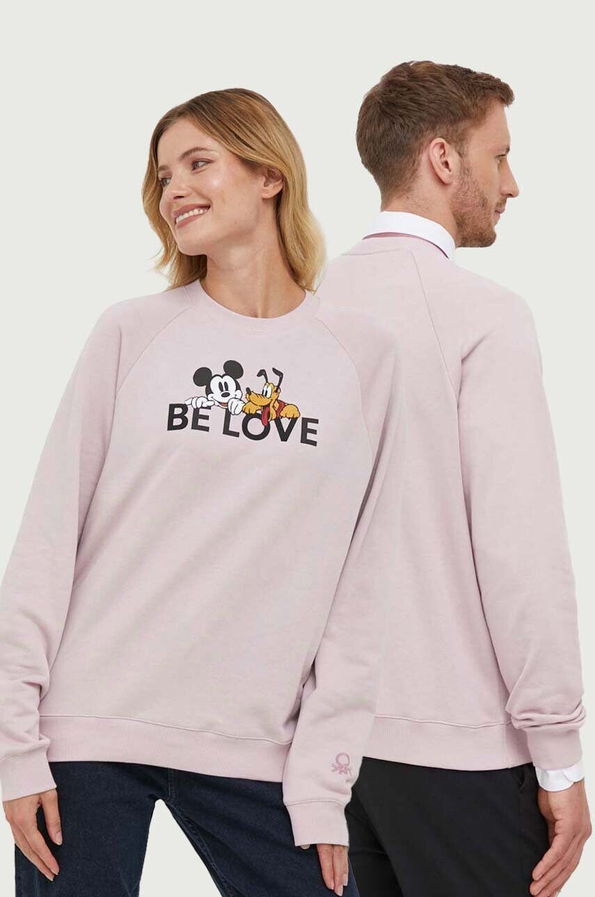 

Хлопковая кофта United Colors of Benetton x Disney цвет розовый узор