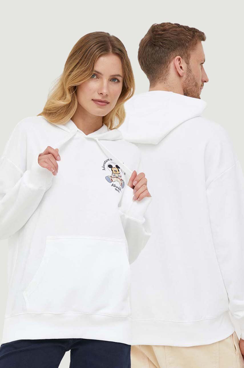 E-shop Bavlněná mikina United Colors of Benetton DISNEY bílá barva, s kapucí, s potiskem
