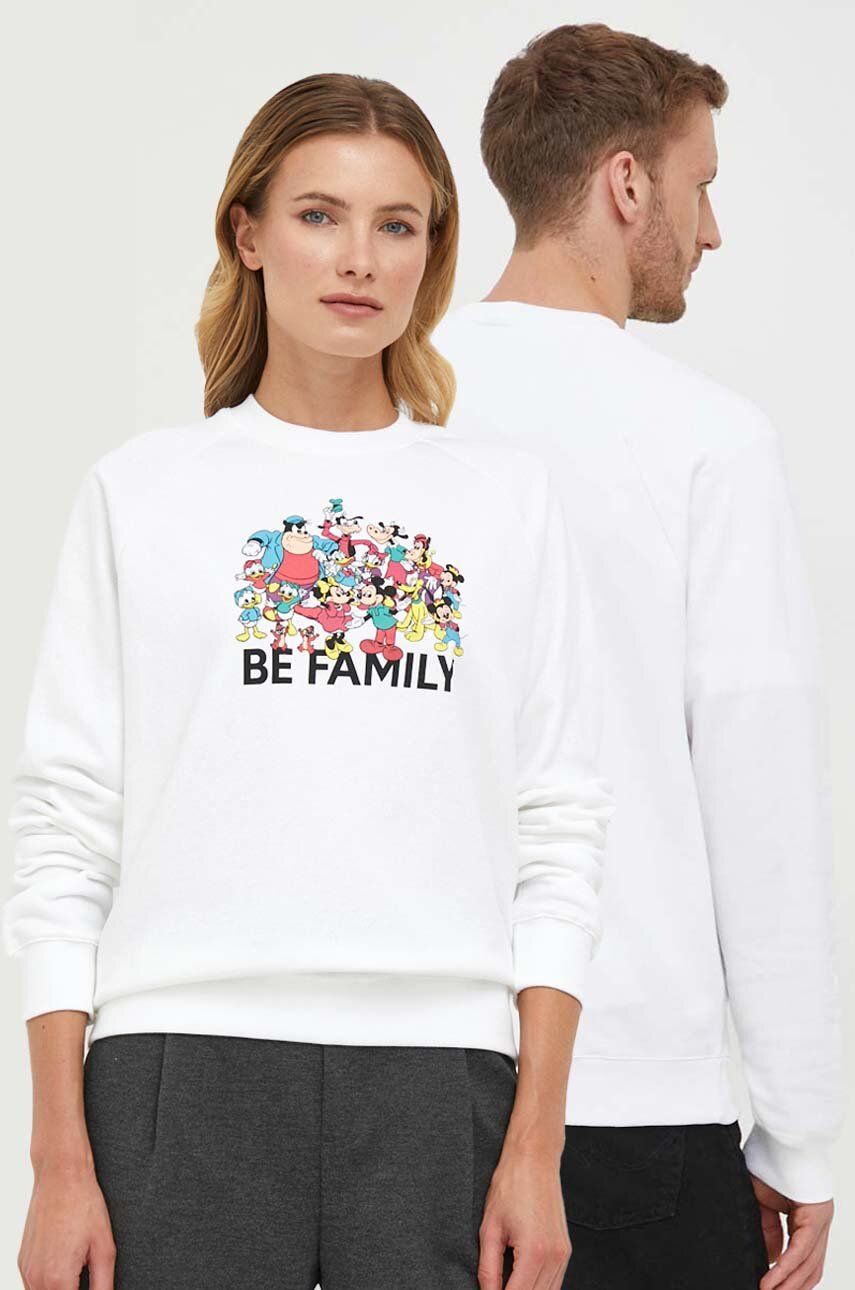 Levně Bavlněná mikina United Colors of Benetton x Disney bílá barva, s potiskem