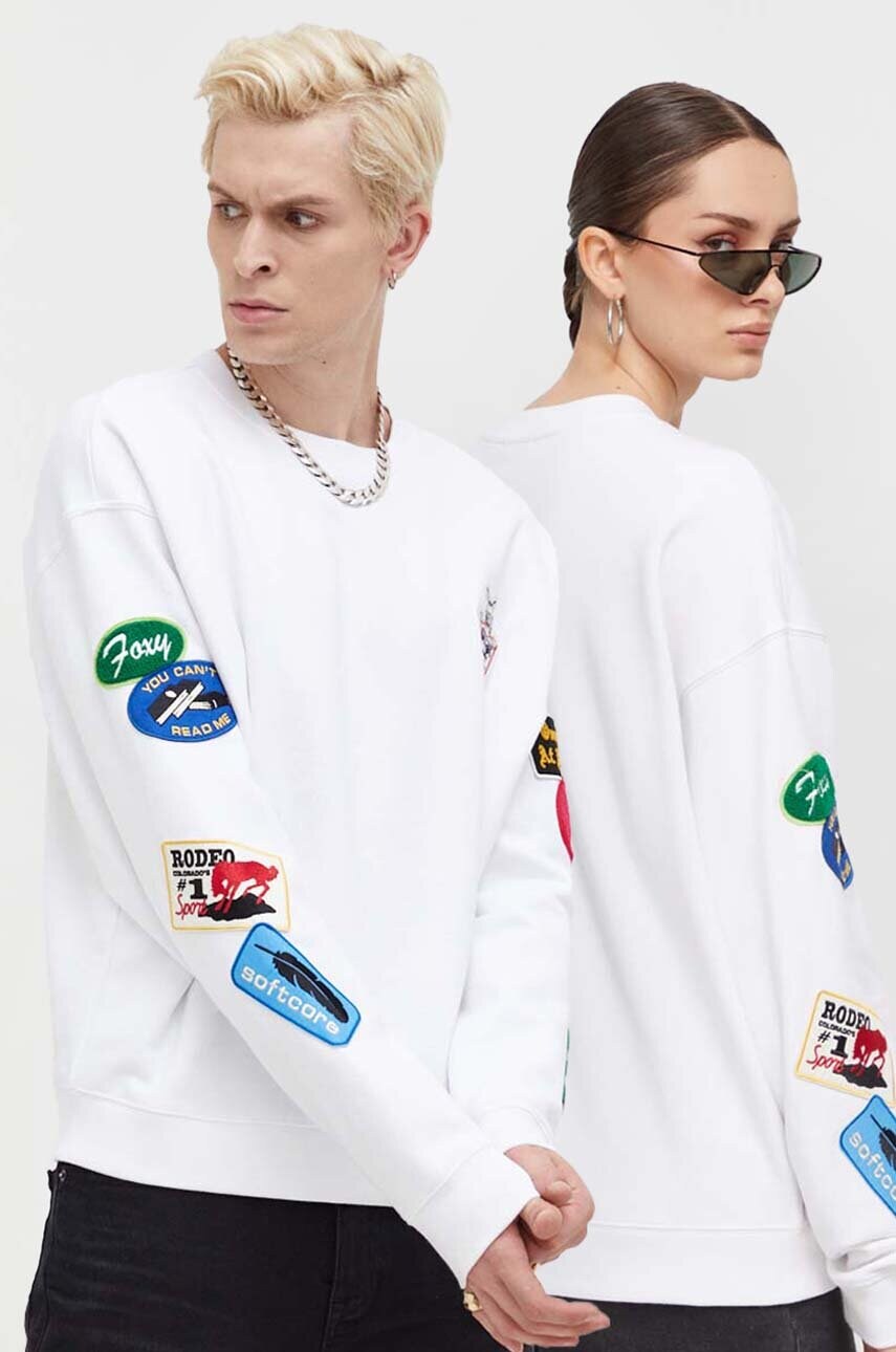 

Кофта Guess Originals колір білий з аплікацією