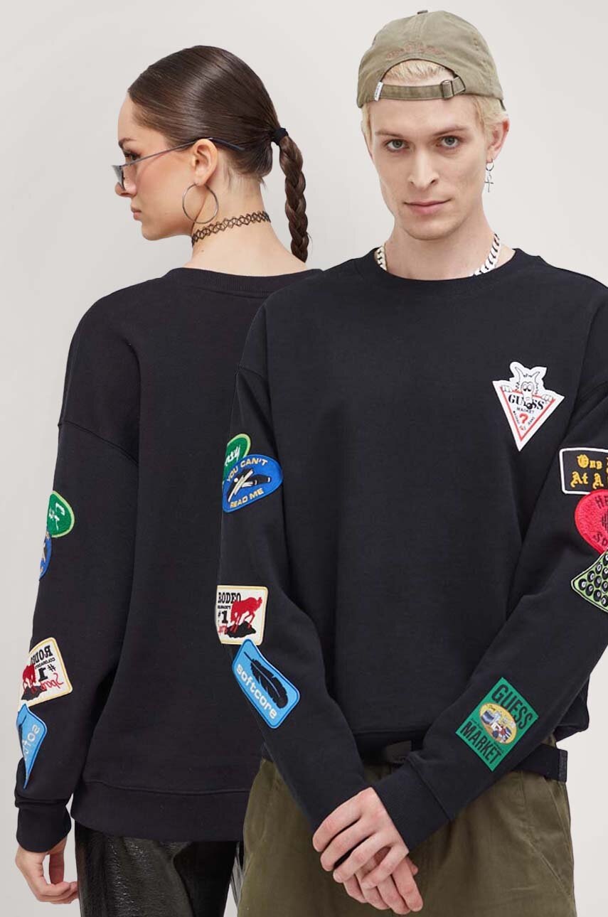 

Суичър Guess Originals в черно с апликация, Черен