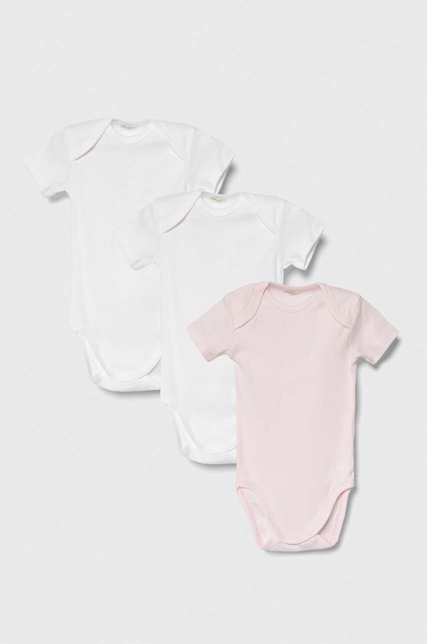 Levně Bavlněné kojenecké body United Colors of Benetton 3-pack