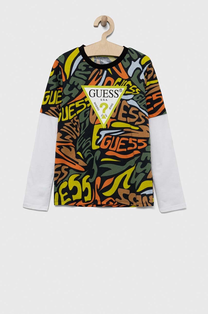 

Хлопковый детский лонгслив Guess узорный