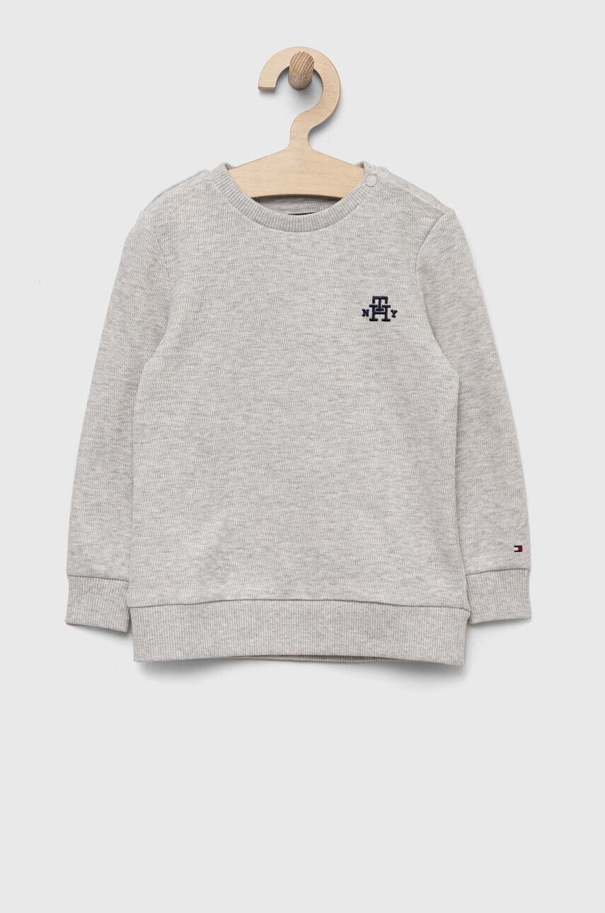 

Детская хлопковая кофта Tommy Hilfiger цвет серый с аппликацией