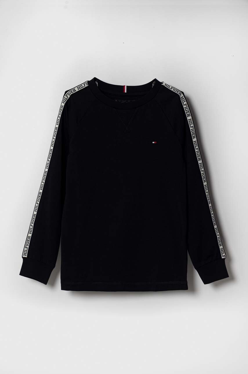 

Хлопковый детский лонгслив Tommy Hilfiger цвет чёрный узорный