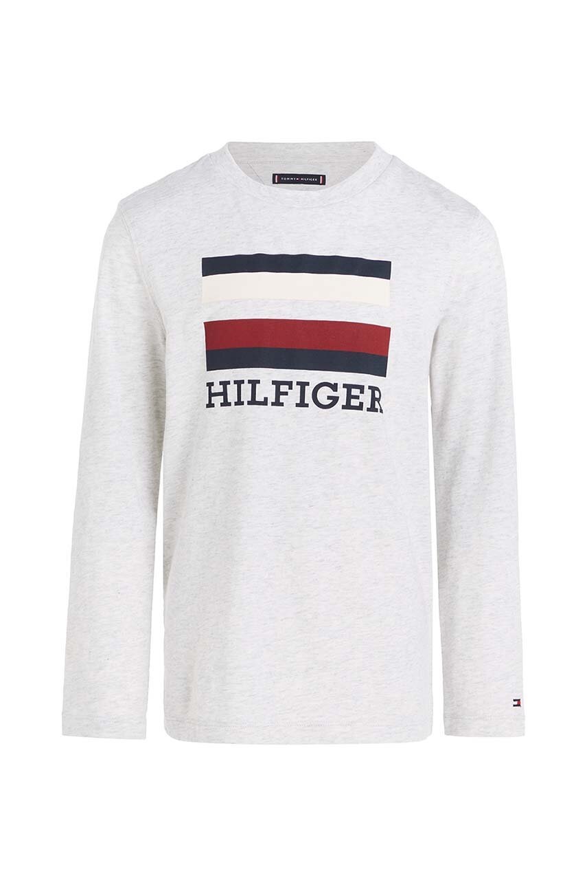 

Хлопковый детский лонгслив Tommy Hilfiger цвет серый с принтом