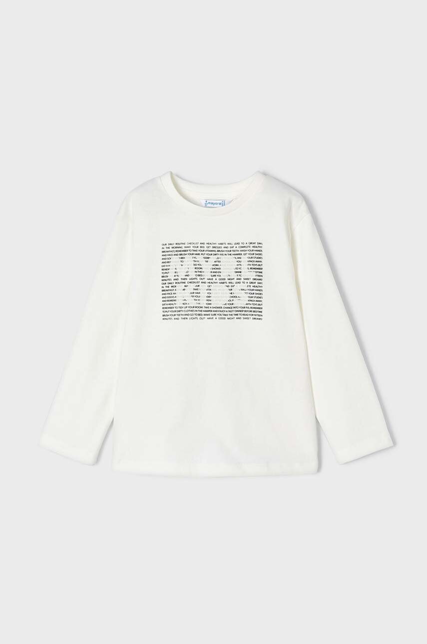 Dětská bavlněná košile s dlouhým rukávem Mayoral béžová barva, s potiskem - béžová -  100 % Bav