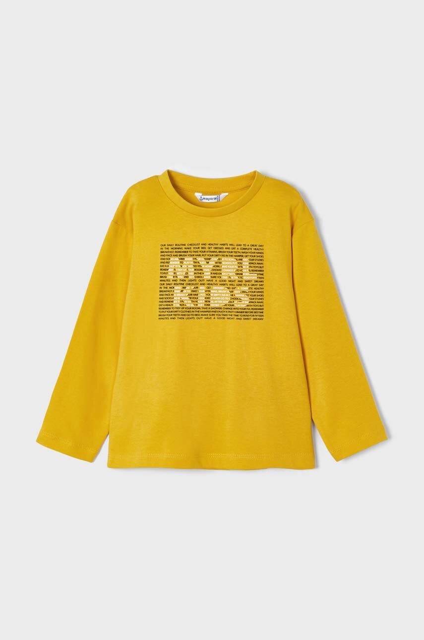 Dětská bavlněná košile s dlouhým rukávem Mayoral žlutá barva, s potiskem - žlutá -  100 % Bavln