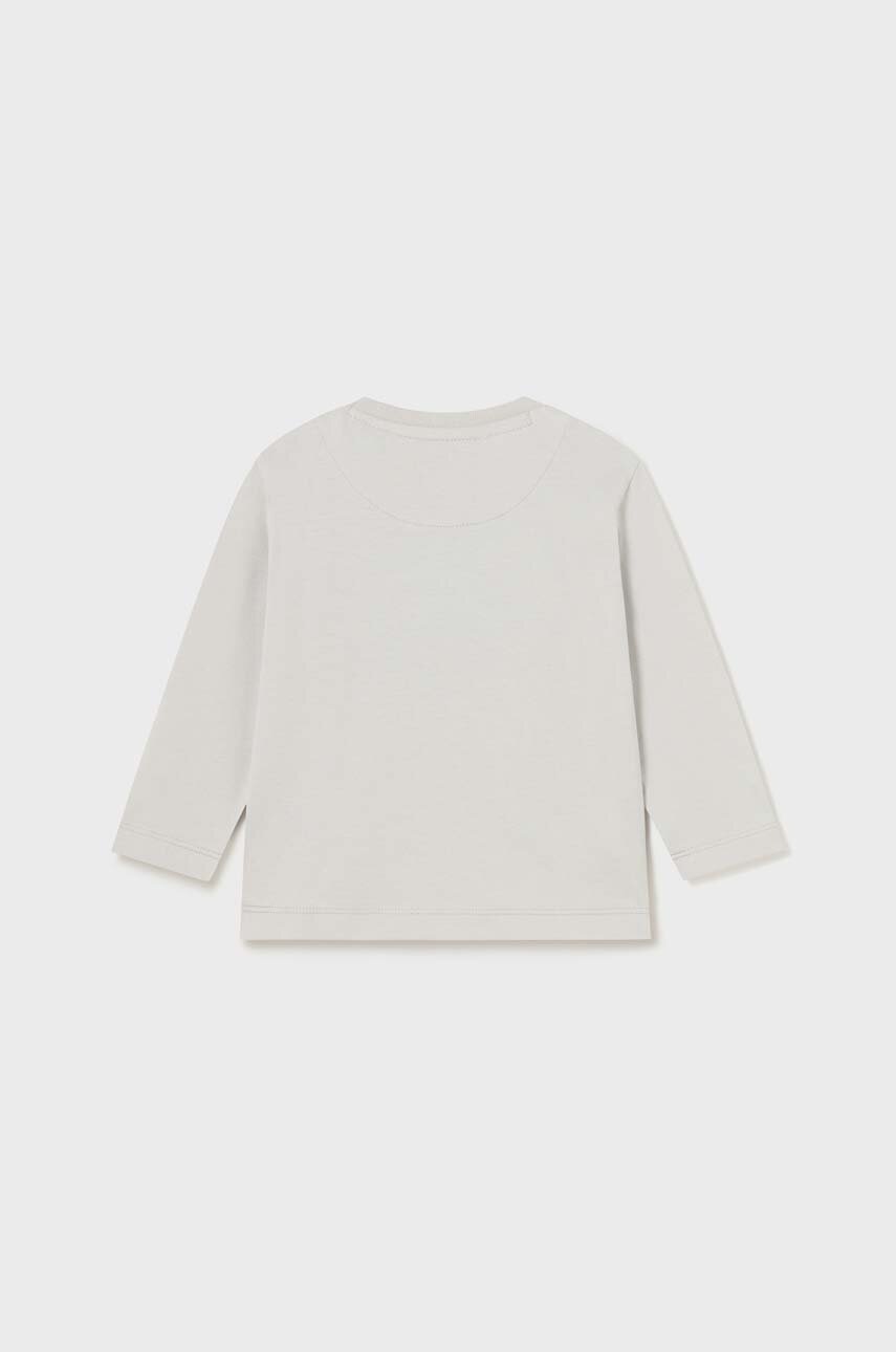Хлопковый лонгслив для младенцев Mayoral цвет серый с принтом