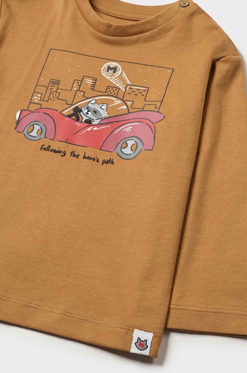 Бавовняний лонгслів для немовлят Mayoral колір бежевий з принтом