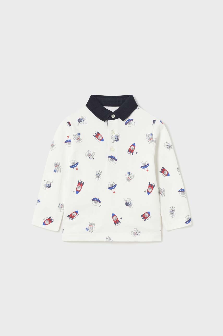 Бавовняний лонгслів для немовлят Mayoral колір білий візерунок Бавовняний лонгслів для немовлят Mayoral колір білий візерунок