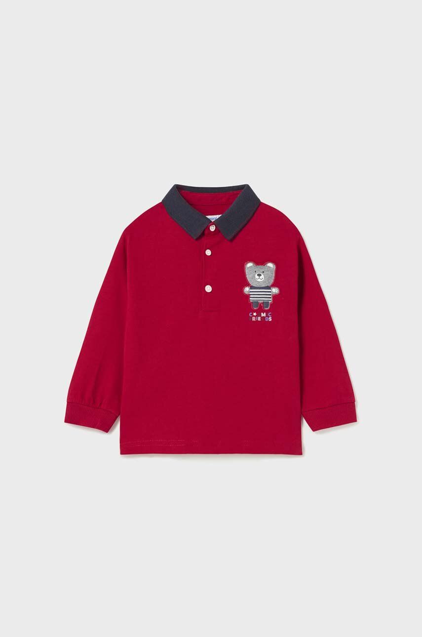 Kojenecké tričko s dlouhým rukávem Mayoral červená barva, s potiskem - červená -  99 % Bavlna