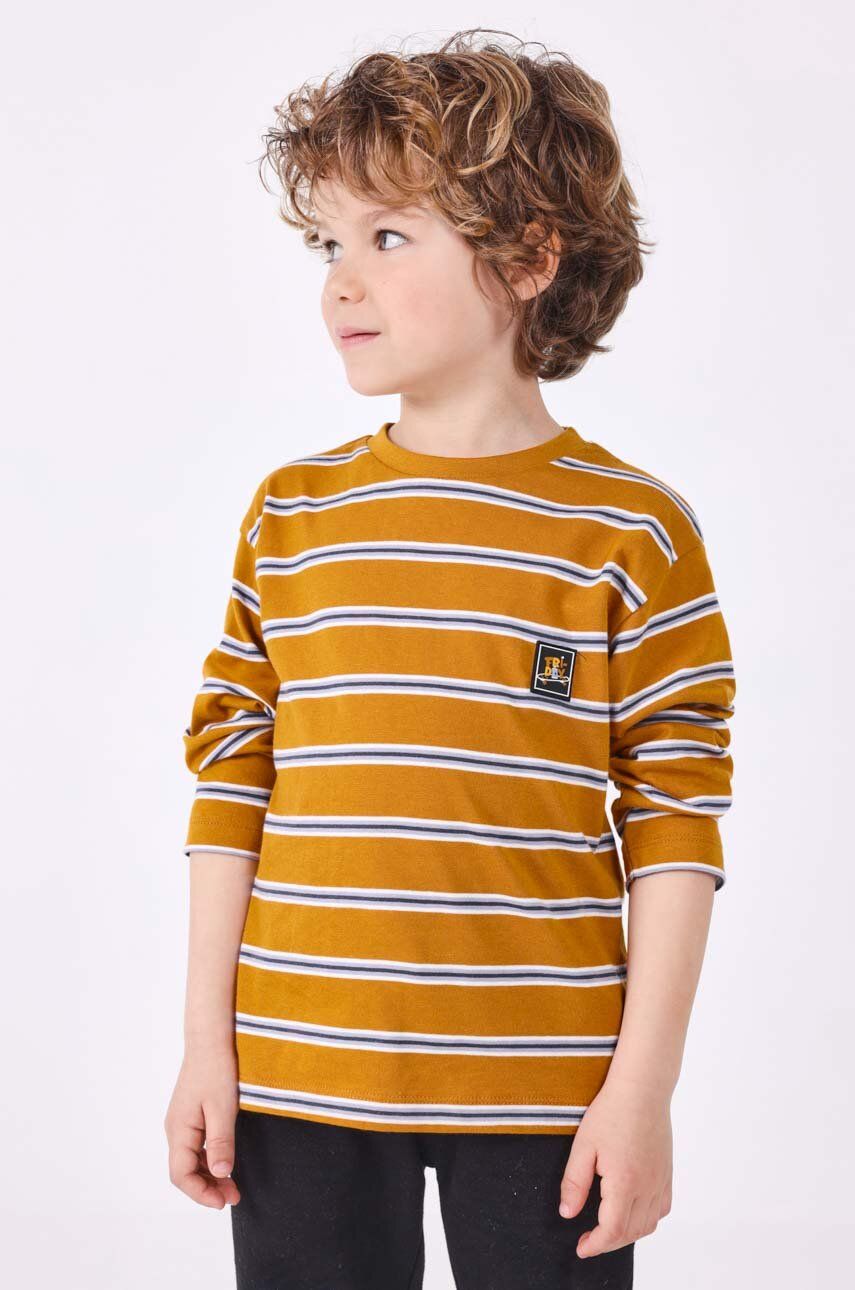 Levně Dětské bavlněné tričko s dlouhým rukávem Mayoral oranžová barva