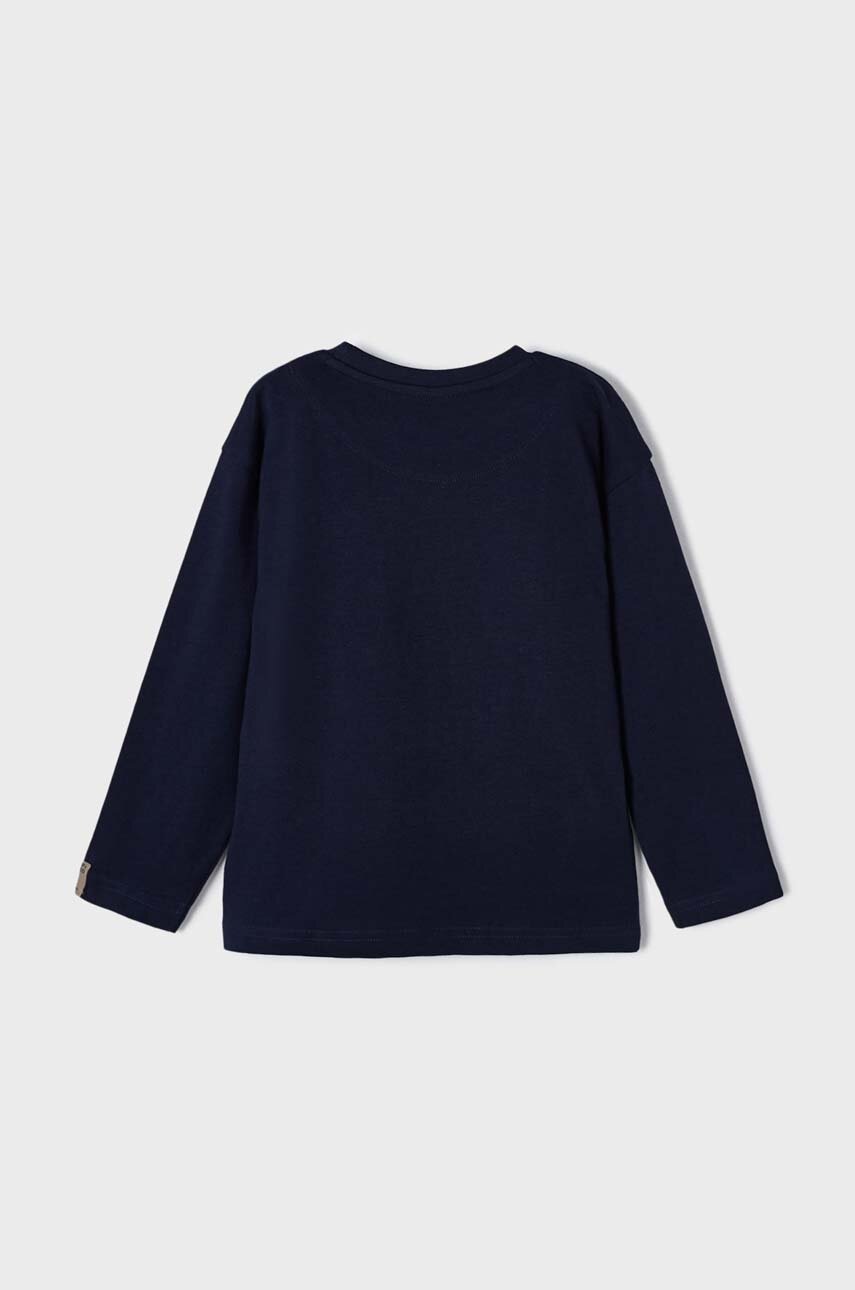 Хлопковый детский лонгслив Mayoral цвет синий с принтом