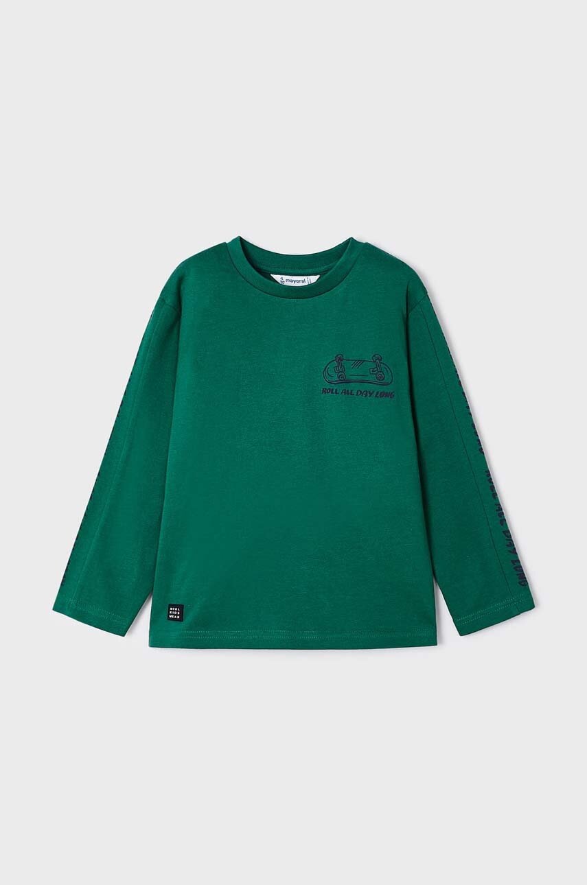 Mayoral Longsleeve Din Bumbac Pentru Copii Culoarea Verde, Cu Imprimeu