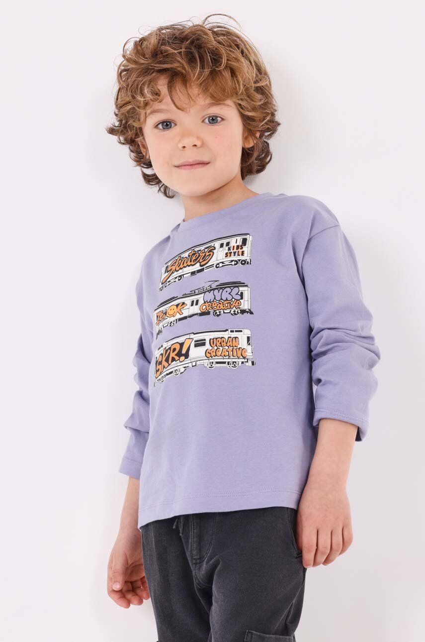 Detská bavlnená košeľa s dlhým rukávom Mayoral 2-pak fialová farba, s potlačou