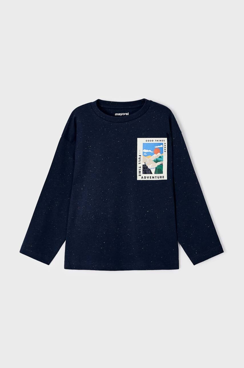 Детский лонгслив Mayoral цвет синий с принтом Детский лонгслив Mayoral цвет синий с принтом