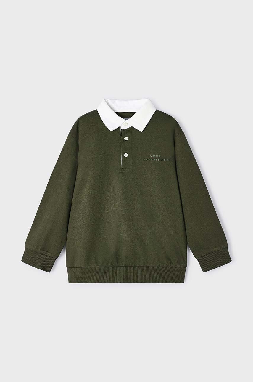Levně Dětské polo tričko Mayoral zelená barva