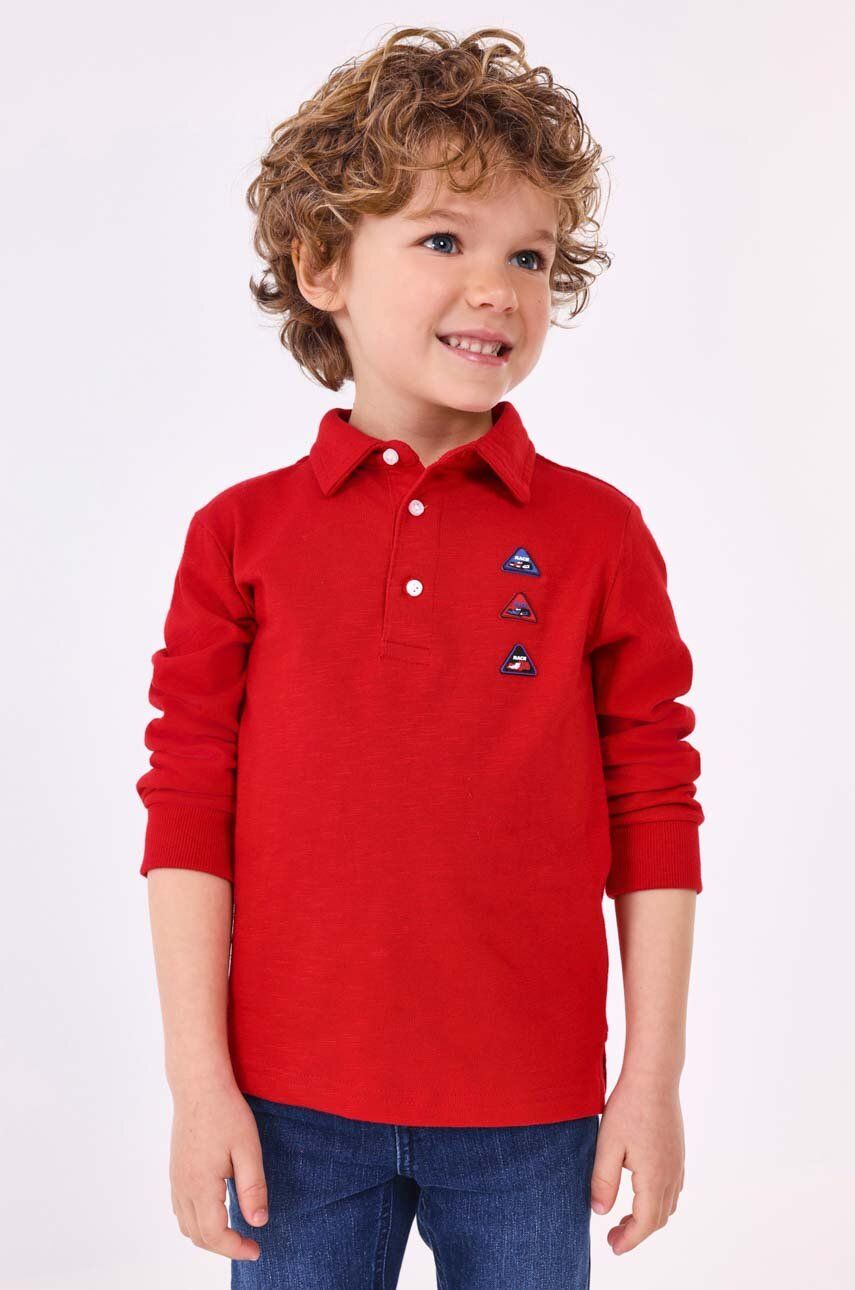 Dětské tričko s dlouhým rukávem Mayoral červená barva, s aplikací - červená -  99 % Bavlna