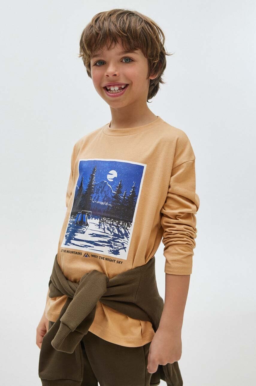 Mayoral longsleeve din bumbac pentru copii culoarea verde, cu imprimeu