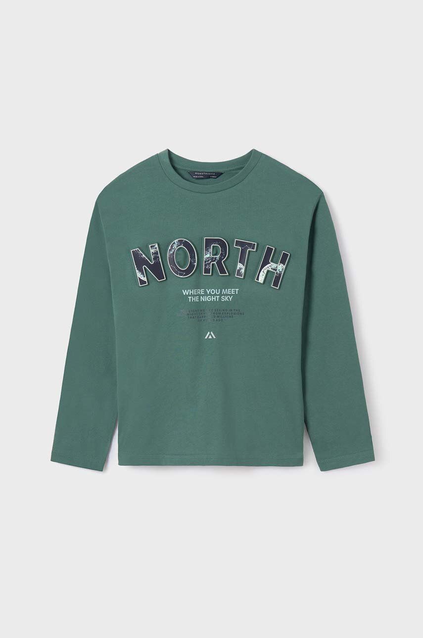 E-shop Dětská bavlněná košile s dlouhým rukávem Mayoral zelená barva, s potiskem