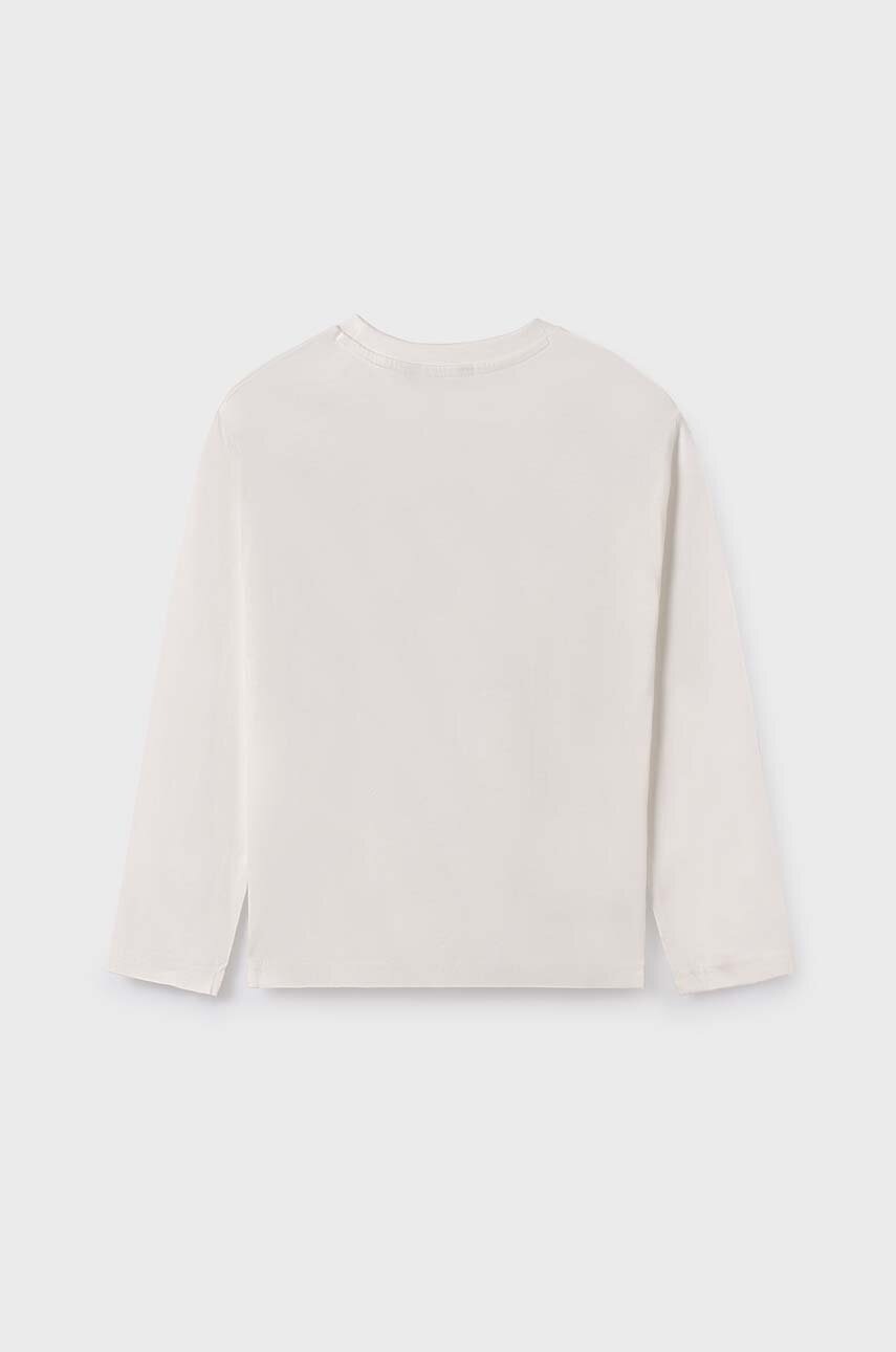 Хлопковый детский лонгслив Mayoral цвет бежевый с принтом