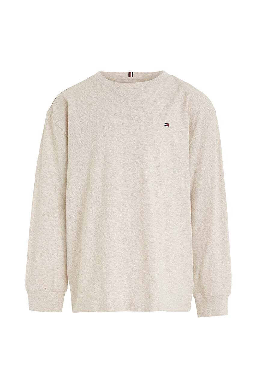 

Хлопковый детский лонгслив Tommy Hilfiger цвет бежевый однотонный