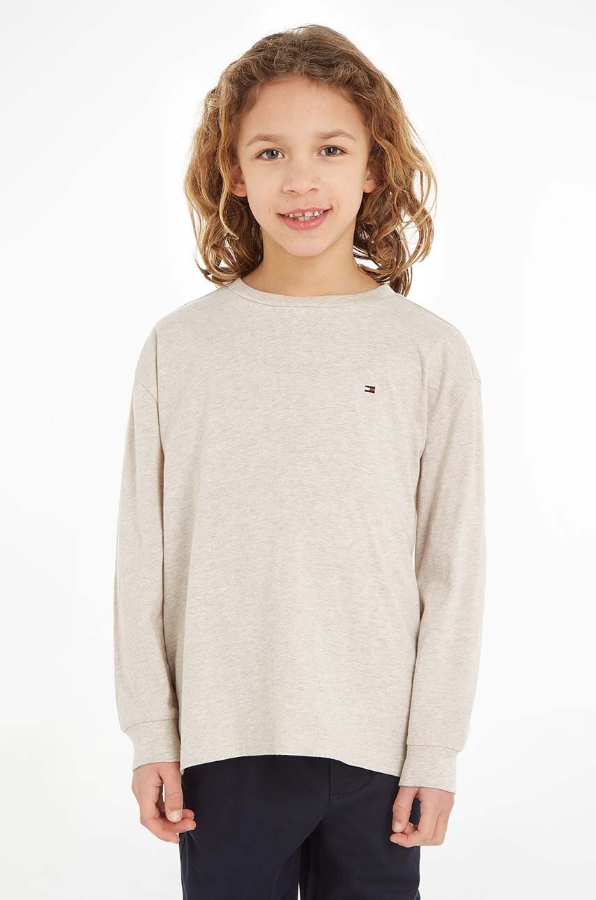 Levně Dětská bavlněná košile s dlouhým rukávem Tommy Hilfiger béžová barva