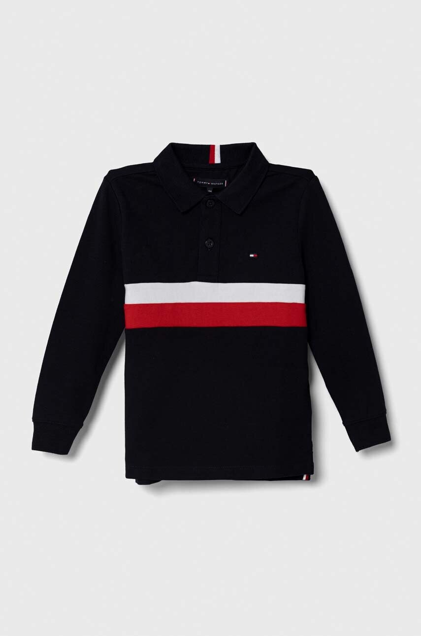 

Дитячий лонгслів Tommy Hilfiger колір синій візерунок