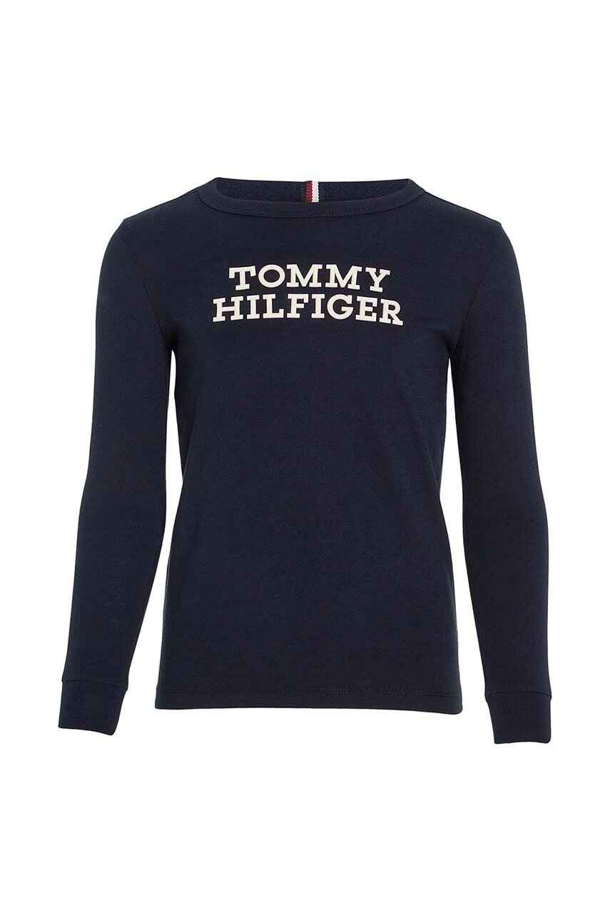 

Хлопковый детский лонгслив Tommy Hilfiger цвет чёрный меланж