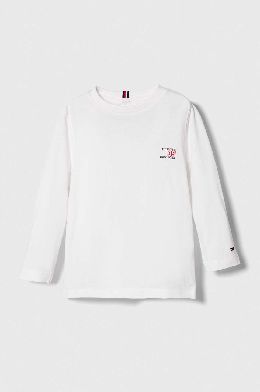

Хлопковый детский лонгслив Tommy Hilfiger цвет белый однотонный