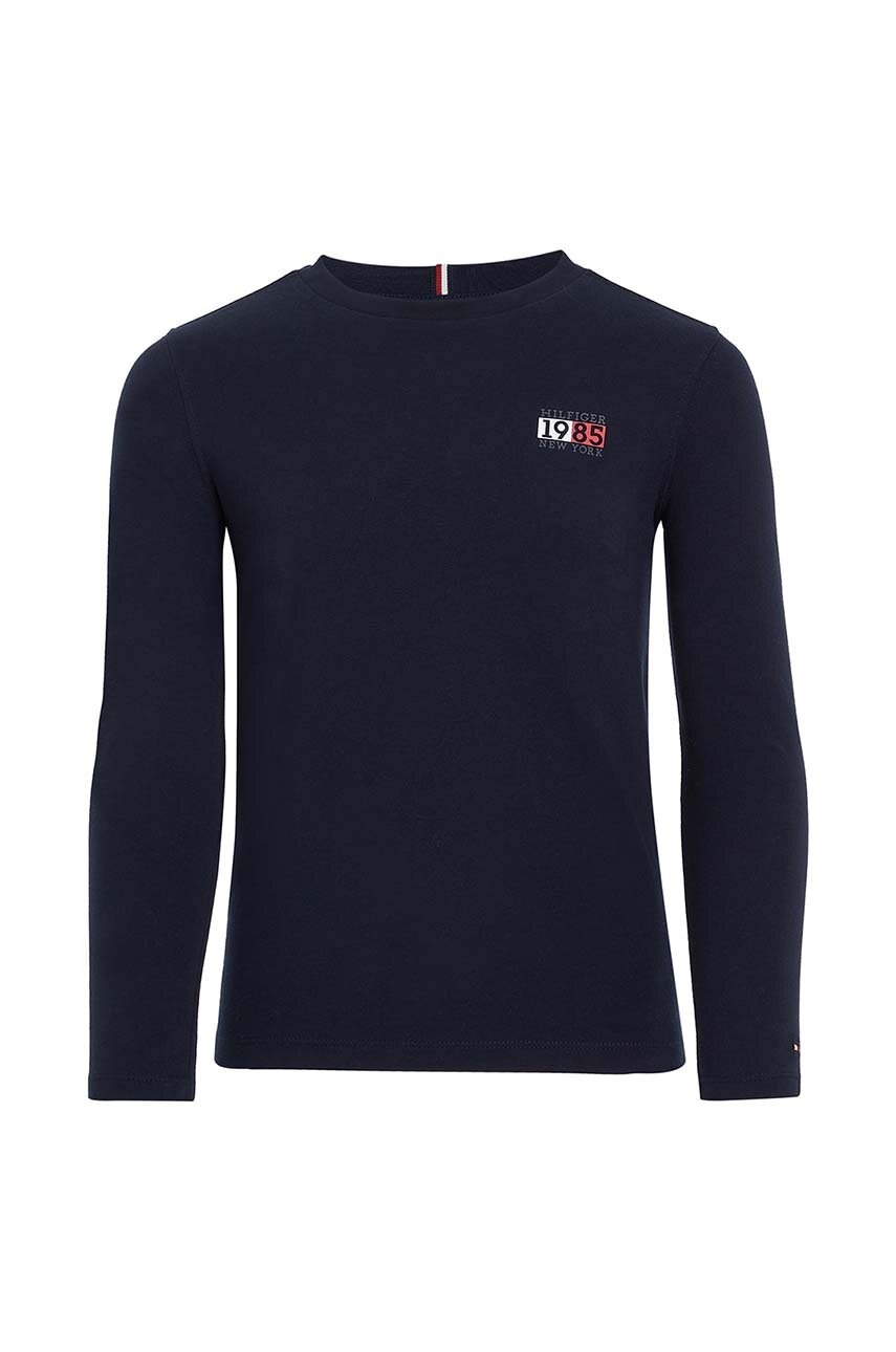 

Хлопковый детский лонгслив Tommy Hilfiger цвет синий с принтом