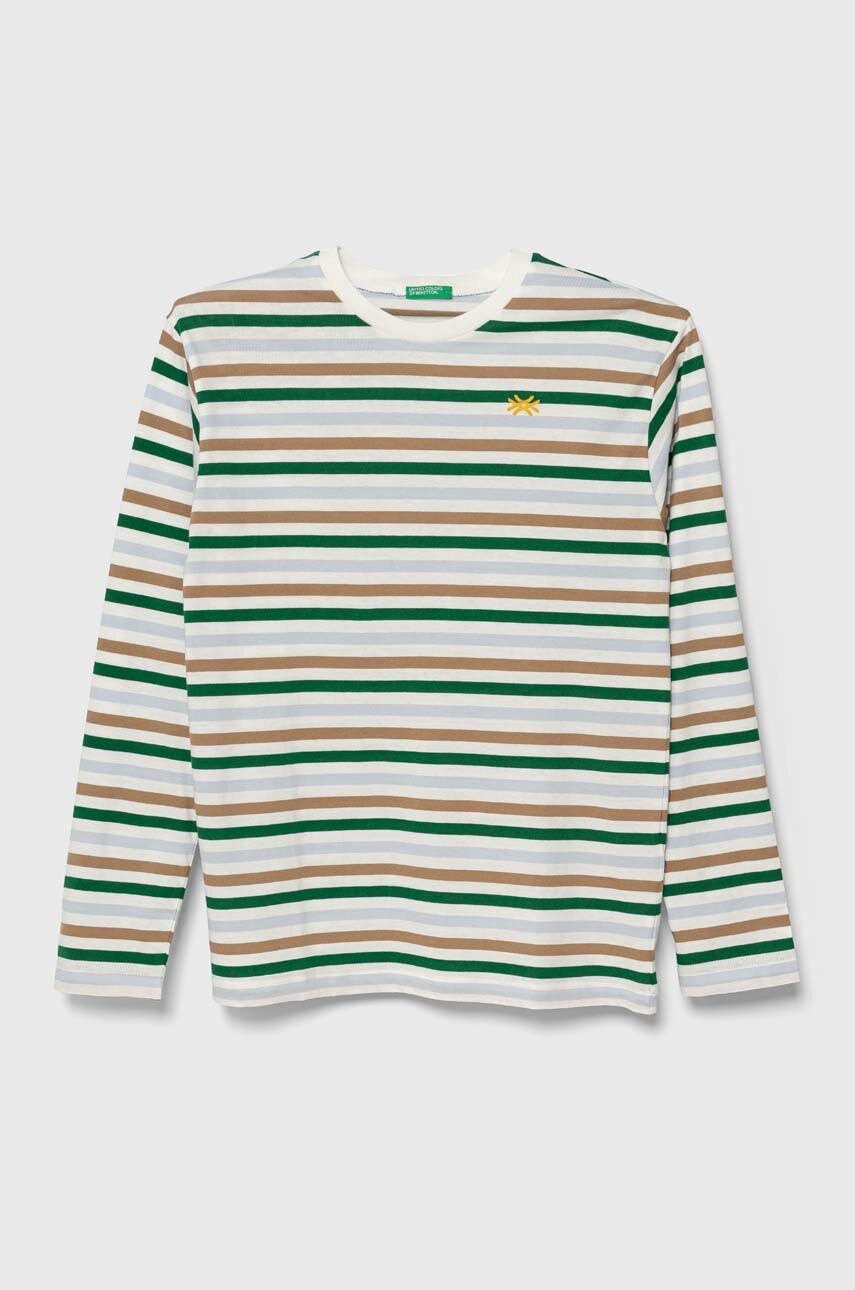 

Детска блуза с дълги ръкави United Colors of Benetton в зелено с десен, Зелен
