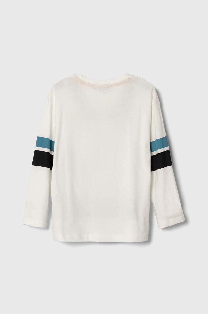 Хлопковый детский лонгслив Sisley цвет белый с принтом