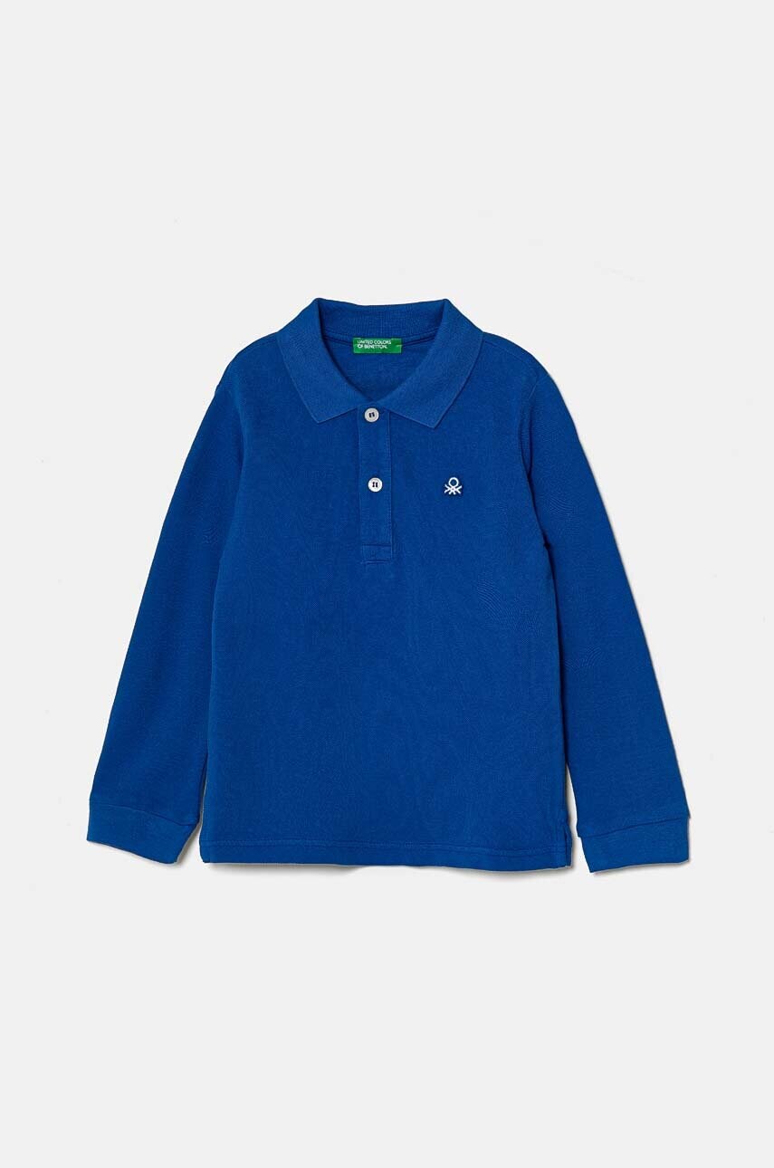 United Colors of Benetton longsleeve din bumbac pentru copii culoarea rosu, neted