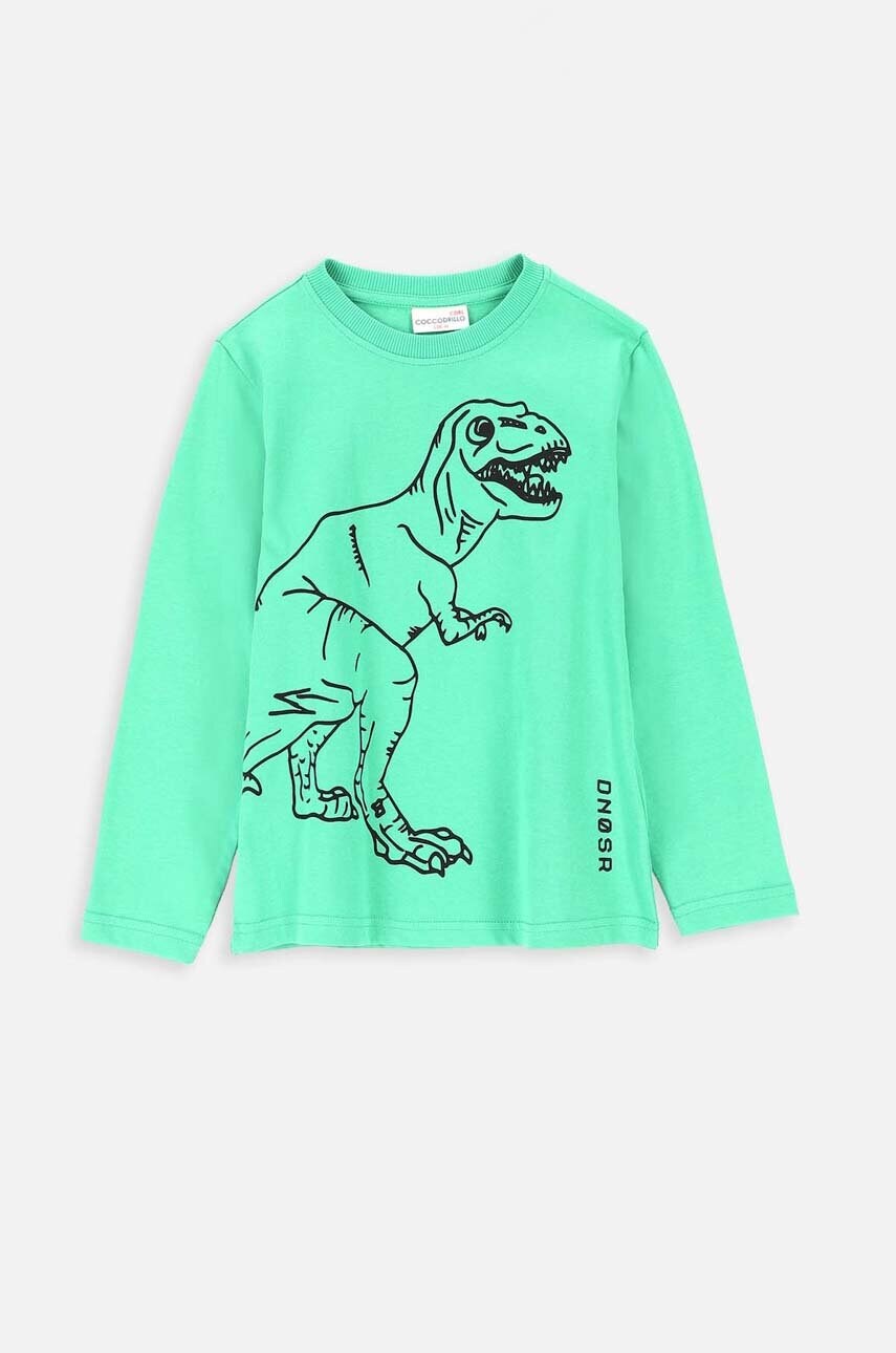 Coccodrillo longsleeve din bumbac pentru copii culoarea verde, cu imprimeu