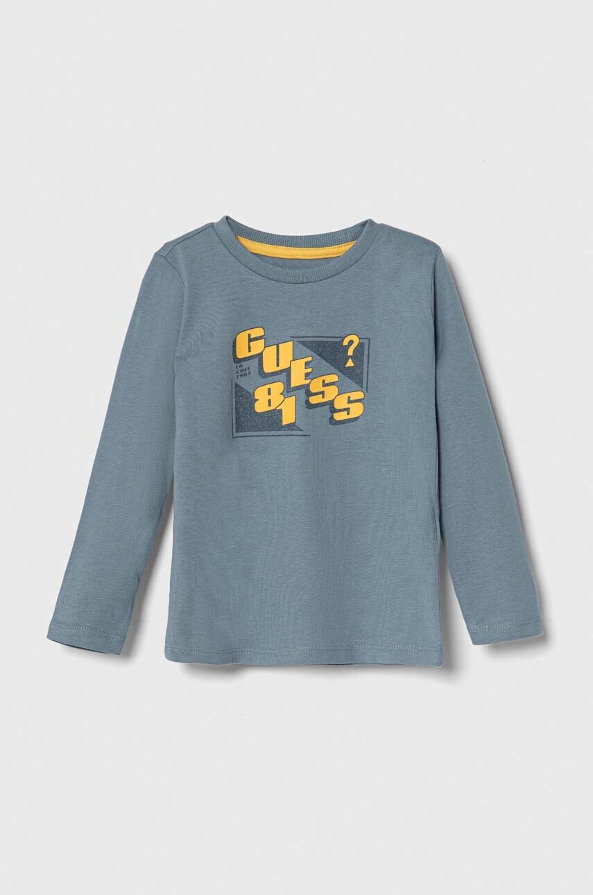 

Хлопковый детский лонгслив Guess с принтом
