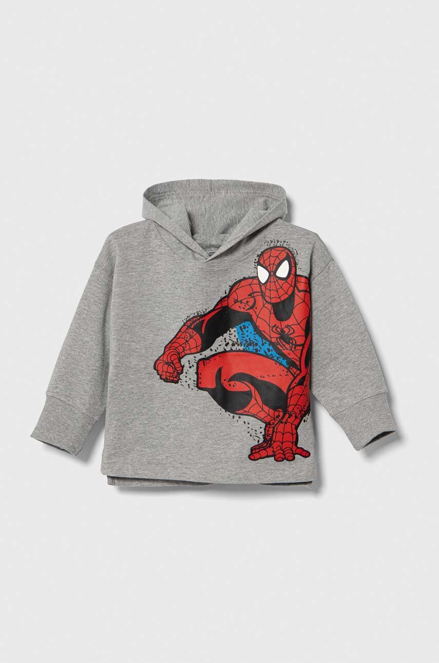 zippy bluza copii x Marvel culoarea gri, cu glugă, cu imprimeu