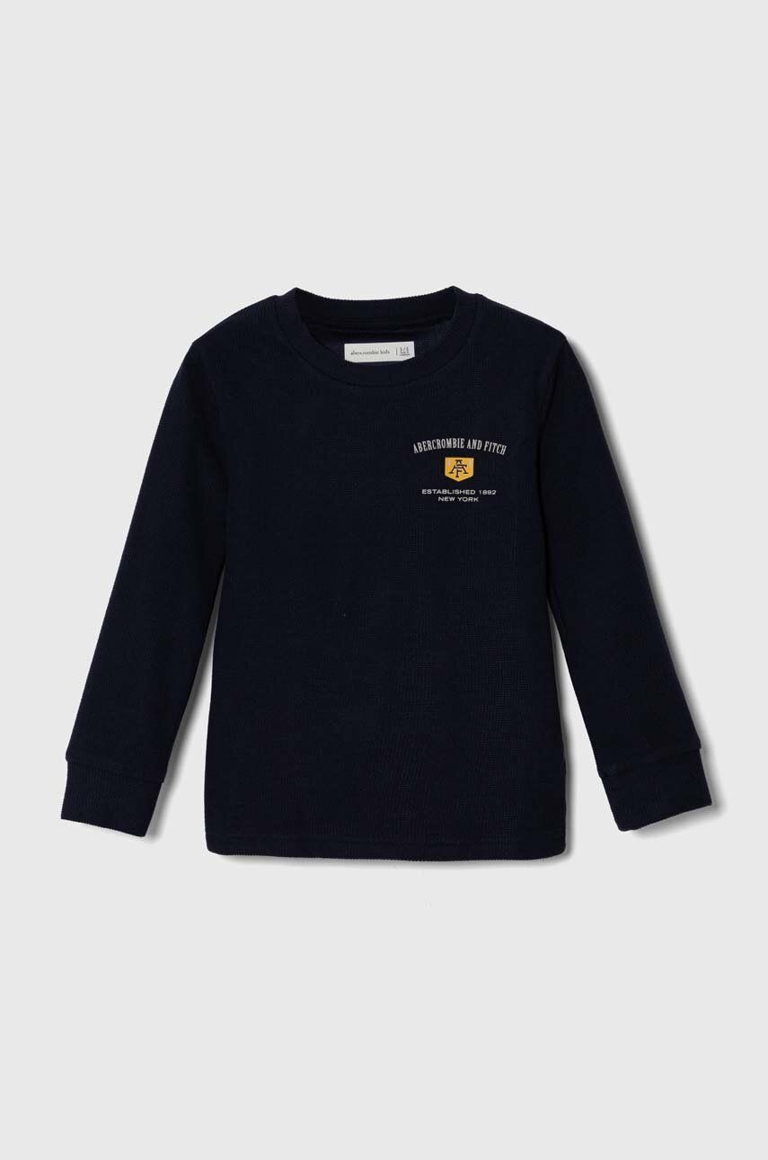 E-shop Dětské tričko s dlouhým rukávem Abercrombie & Fitch tmavomodrá barva, s potiskem