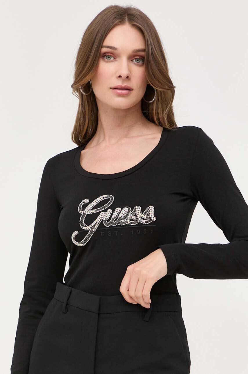 

Лонгслив Guess женская цвет чёрный