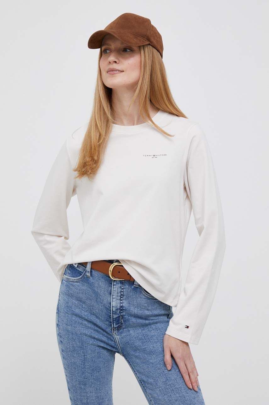 

Лонгслив Tommy Hilfiger женская цвет бежевый