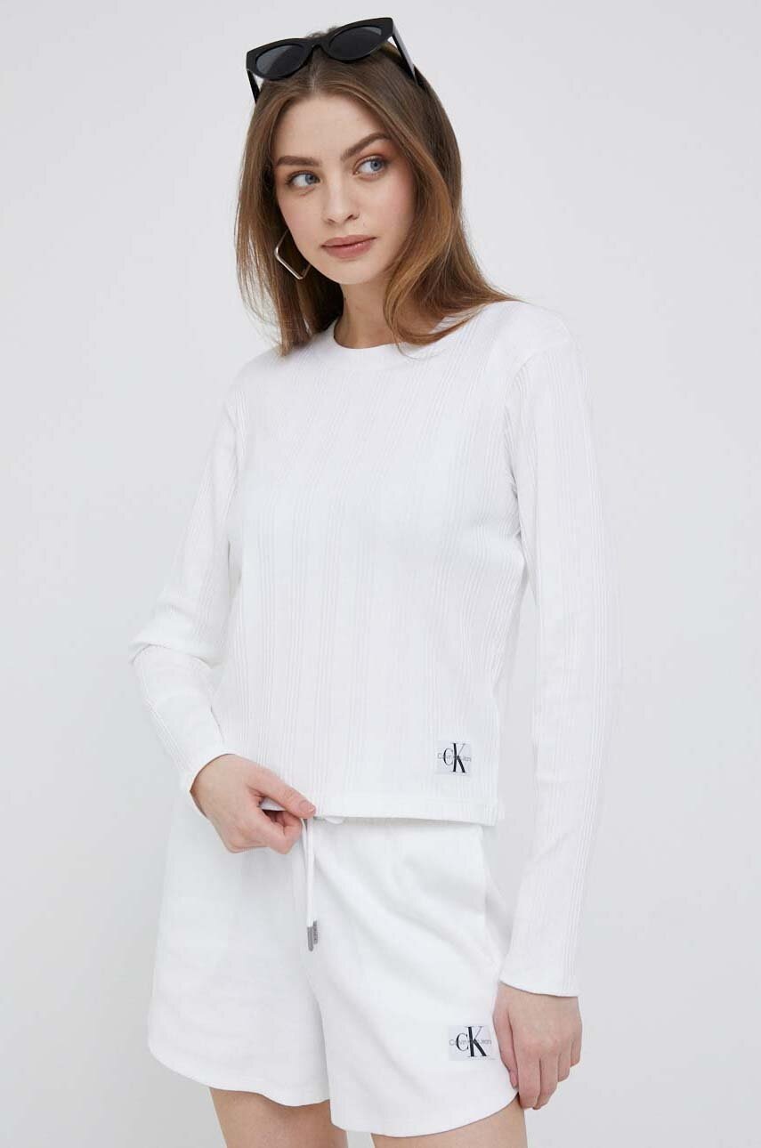 

Блуза с дълги ръкави Calvin Klein Jeans в бяло, Бял