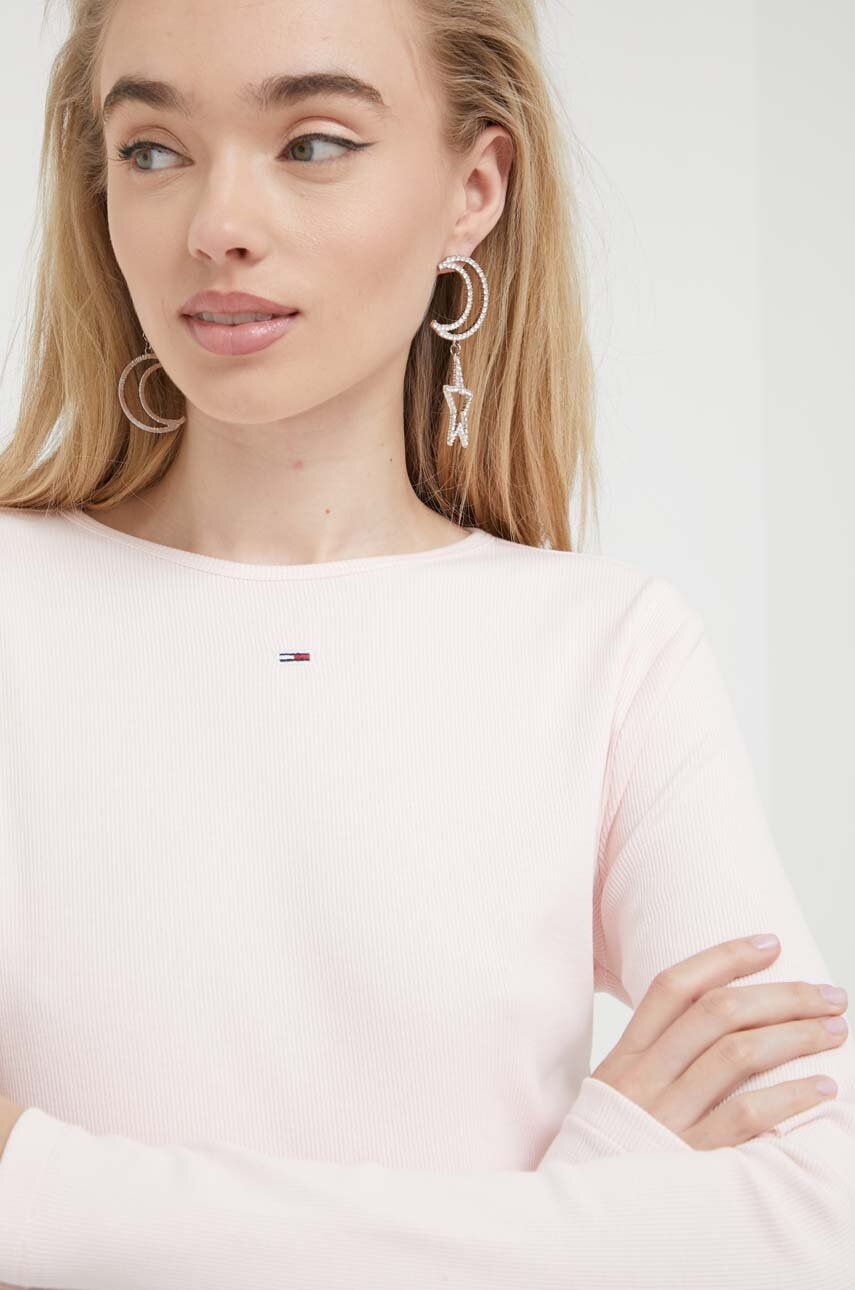 

Лонгслив Tommy Jeans женская цвет розовый