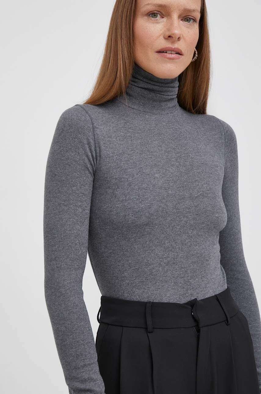 

Лонгслив Polo Ralph Lauren женская цвет серый с гольфом