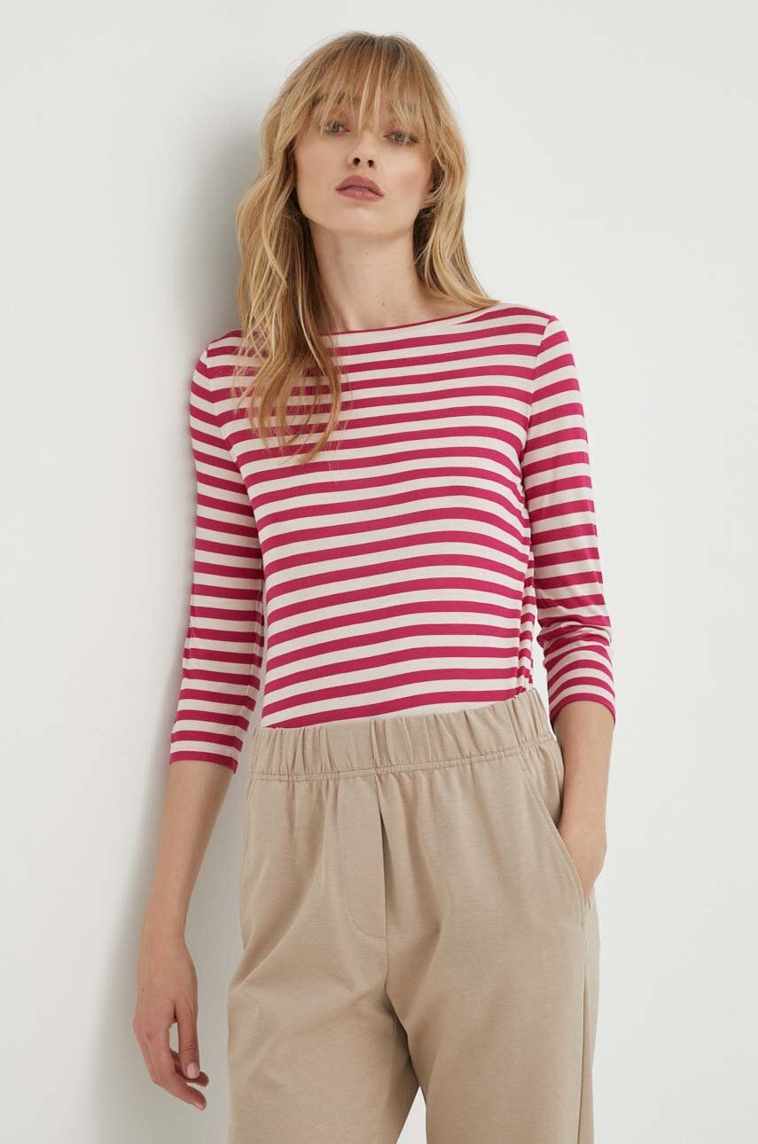 E-shop Hedvábné tričko s dlouhým rukávem MAX&Co. růžová barva