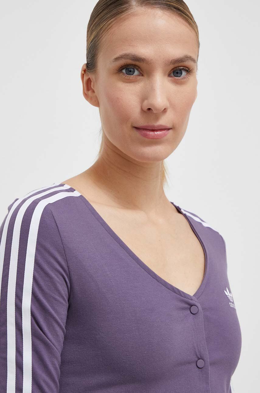 Levně Tričko s dlouhým rukávem adidas Originals fialová barva