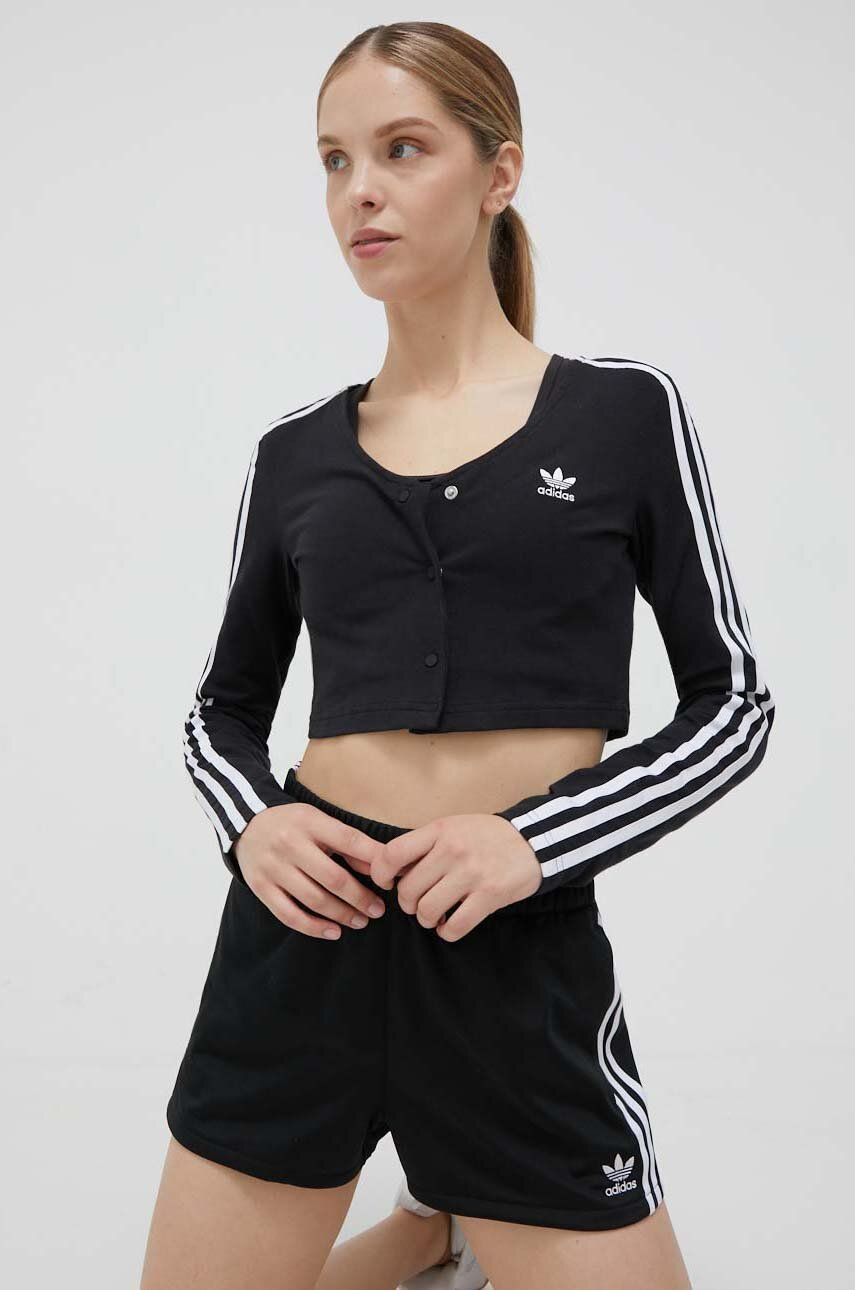 Adidas Originals Longsleeve Button Long Sleeve Tee Femei, Culoarea Negru Ic5473-black